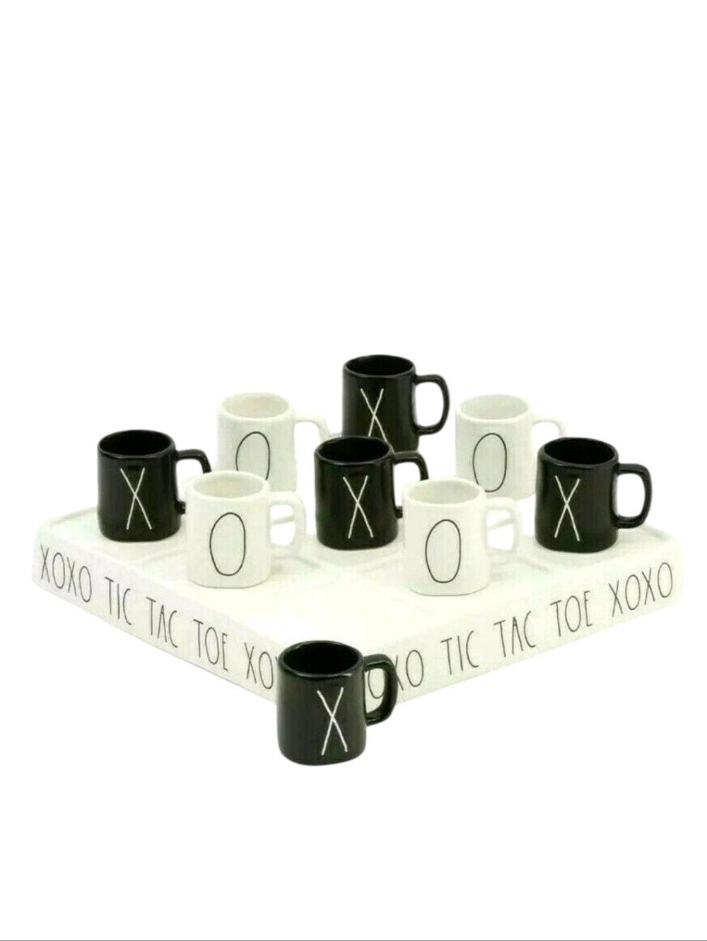 Rae Dunn Tic Tac Toe Mug Set - Black & White Game Board